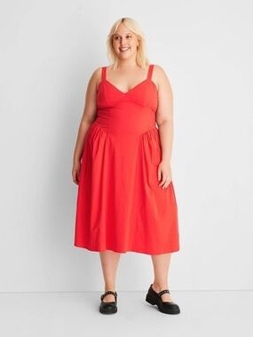 Future Collective Plus-Size Red Bardot Midi Dress